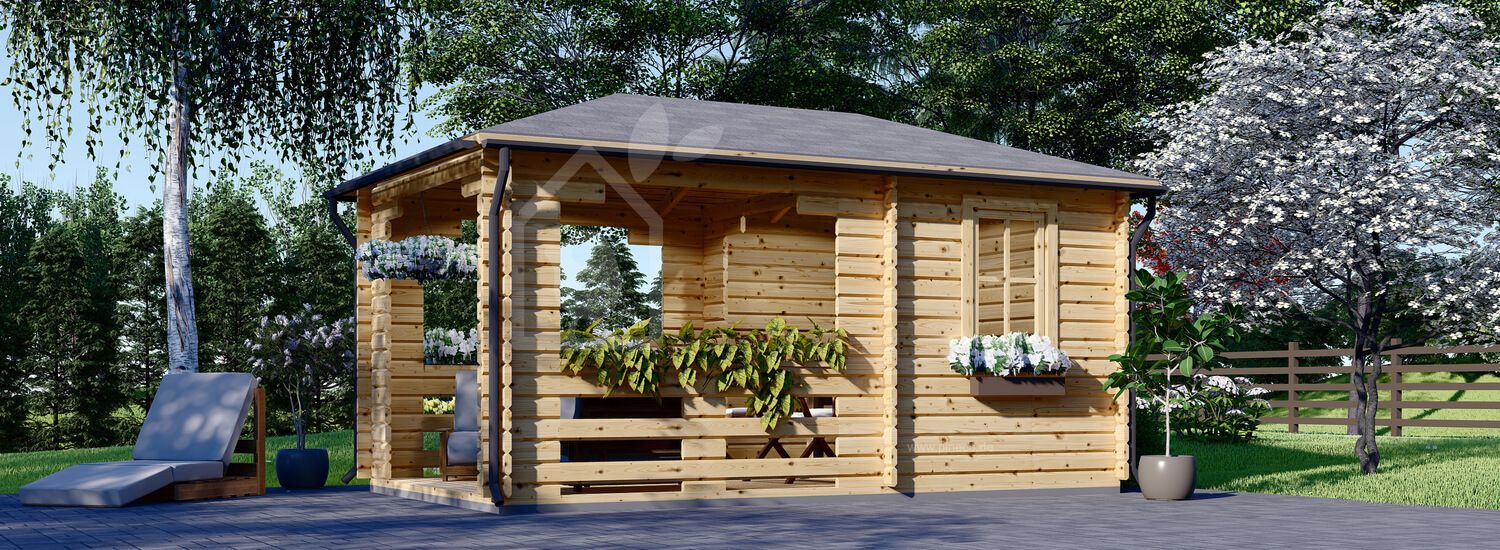 Gartenpavillon aus Holz FLORA (28 mm), 3x5 m, 15 m² visualization 1