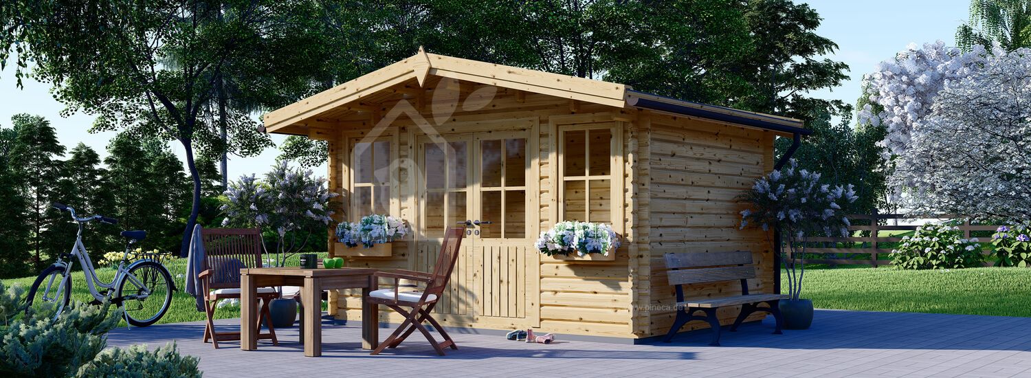 Gartenhaus aus Holz OLYMP (Isoliert, 44+44 mm), 4x3 m, 12 m² visualization 1