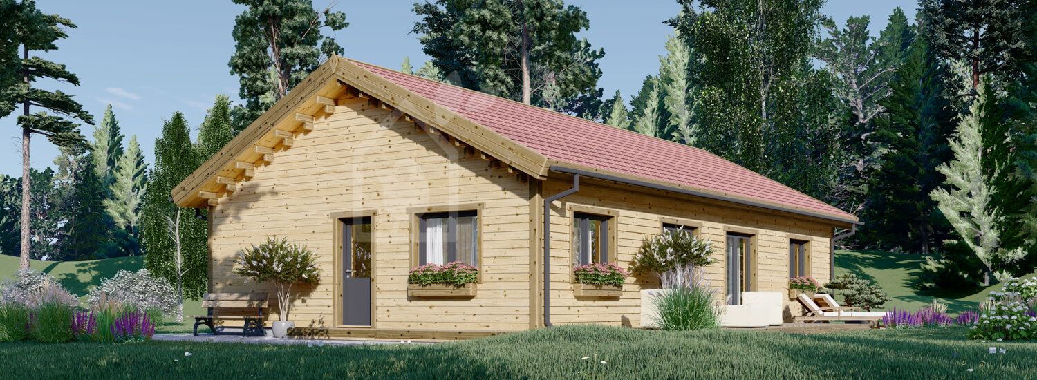Holzhaus LIMOGES (PREMIUM Isoliert, 66 mm + Holzverschalung), 94 m² visualization 1