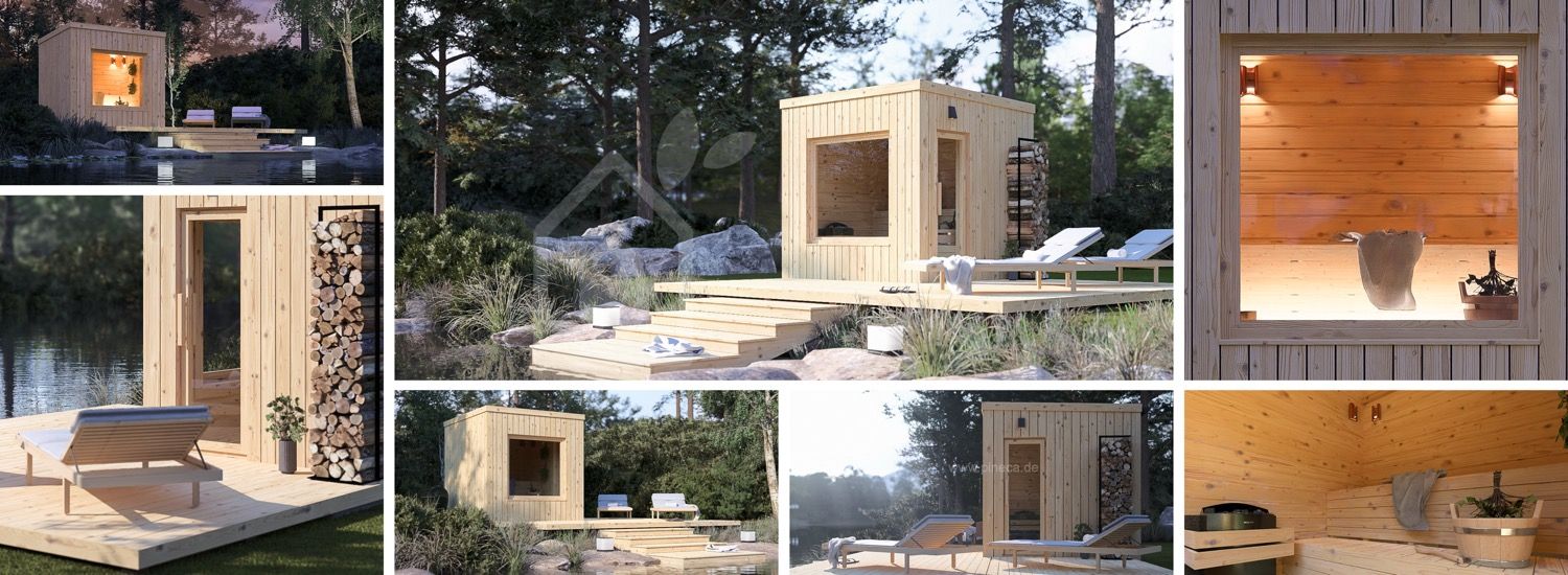 Gartensauna OKO (34 mm + Holzverschalung), 2.3x2.3 m, 4.1 m² visualization 1