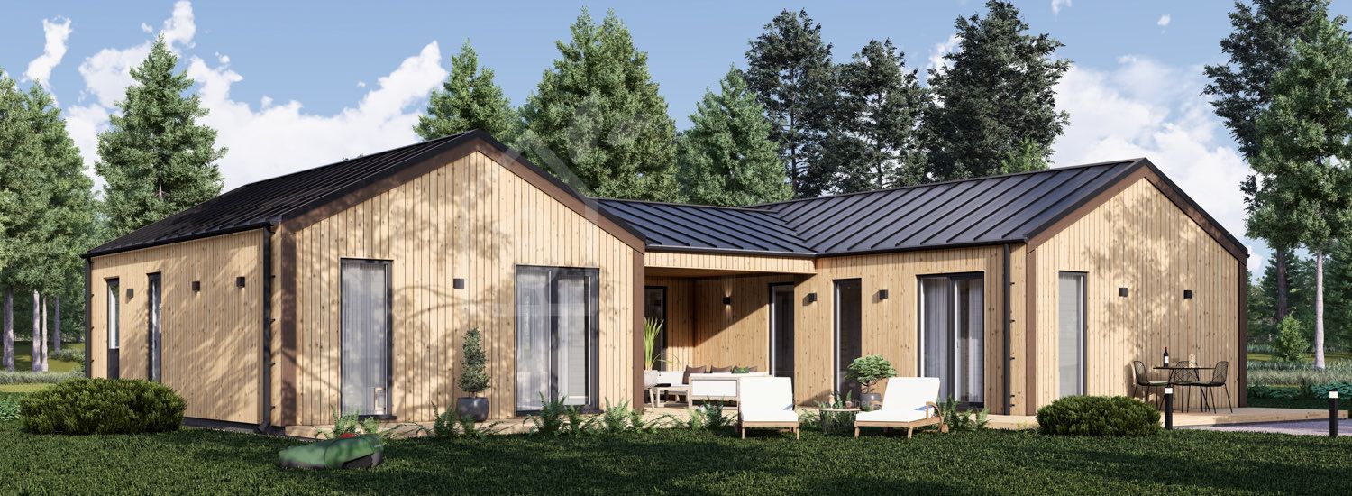 Holzhaus SCARLET S (44 mm + Holzverschalung), 139 m² visualization 1