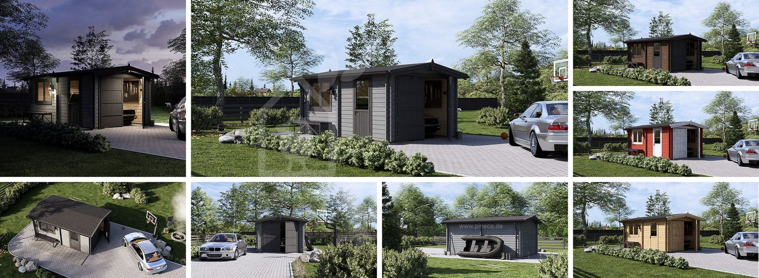 Holzgarage CLASSIC (34 mm), 3,2 x 5,2, 16 m² visualization 1