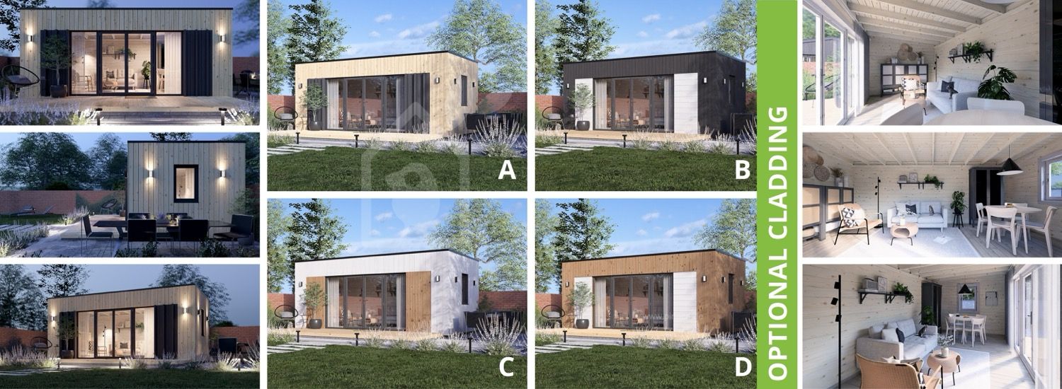Gartenhaus aus Holz PREMIUM (34 mm + Holzverschalung), 5,95x3 m, 16 m² visualization 1