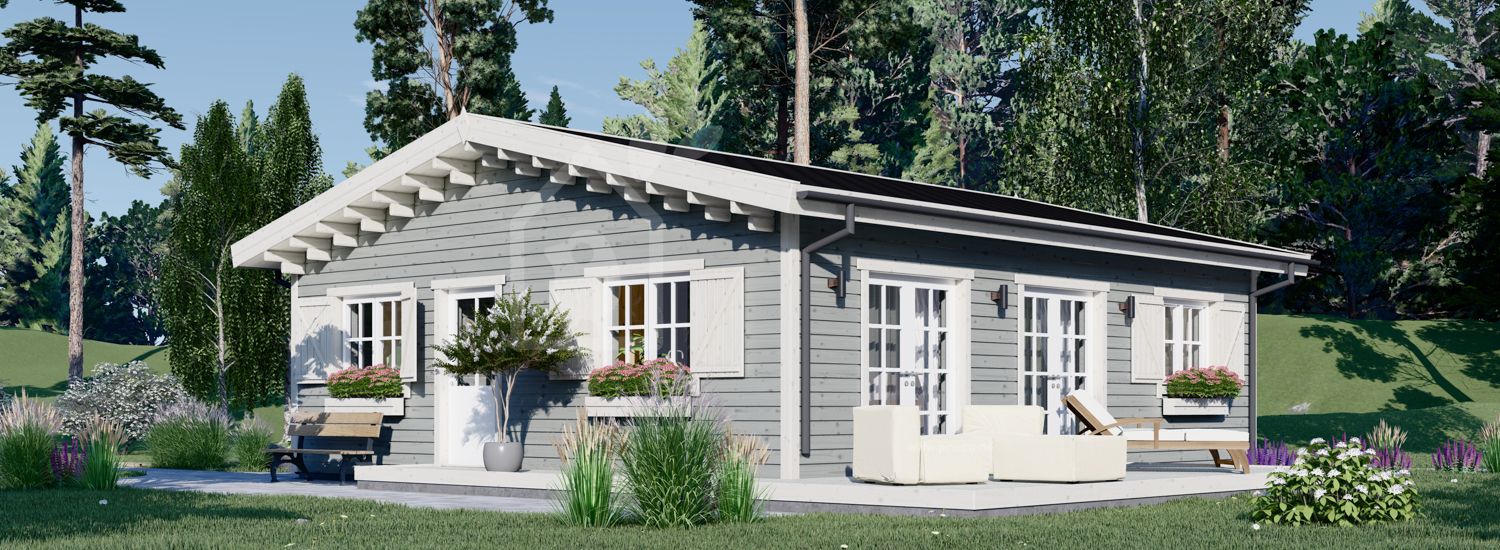 Holzhaus ALICE S (44 mm + Holzverschalung), 63 m² visualization 1