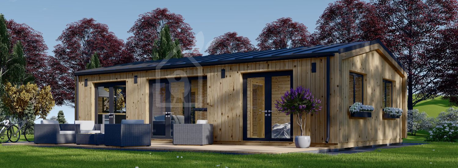 Holzhaus SELENE S (44 mm + Holzverschalung), 63 m² visualization 1