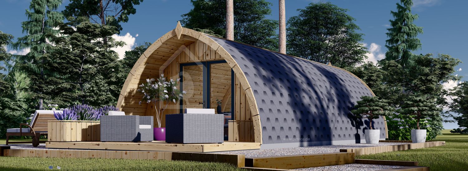 Kleines Holzhaus BRETA mit einem Doppelzimmer (44 mm), 4x8 m, 32 m² visualization 1