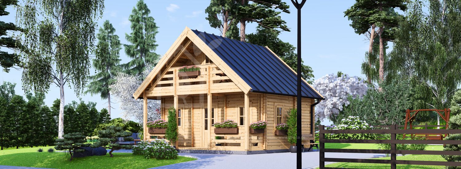 Blockbohlenhaus LIVINGTON S (Isoliert, 44+44 mm), 50 m² visualization 1
