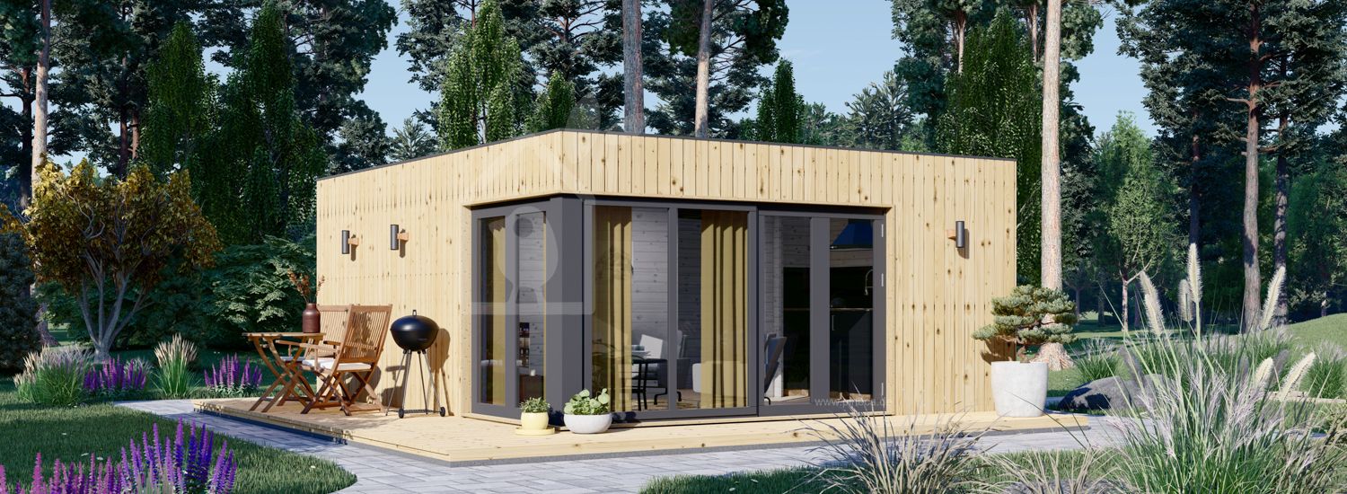 Kleines Holzhaus PREMIUM (34 mm + Holzverschalung), 6x5 m, 30 m² visualization 1