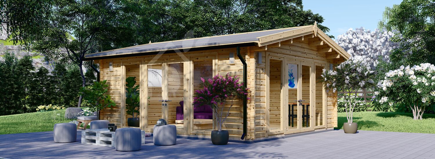Gartenhaus aus Holz MIA (Isoliert, 44+44 mm), 5,5x5,5 m, 30 m² visualization 1