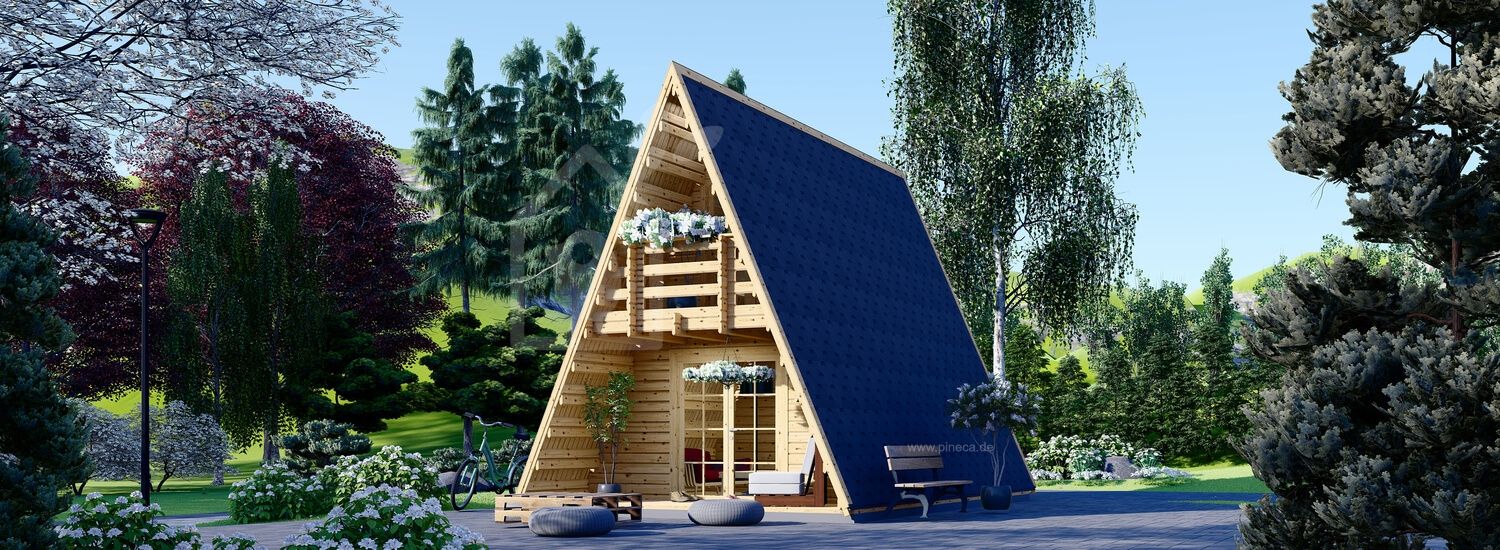 Gartenhaus aus Holz TIPI (44 mm), 4,5x7 m, 23 m² + 14 m² Schlafboden visualization 1