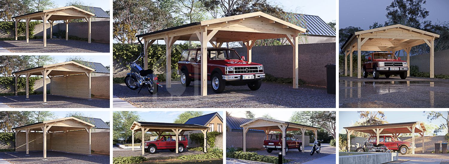 Carport aus Holz CLASSIC, 4x5.7 m visualization 1