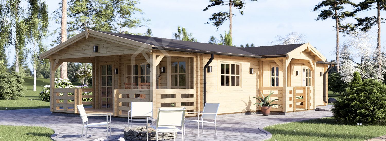 Holzhaus DONNA S (44+44 mm), 63 m² + 11.5 m² visualization 1