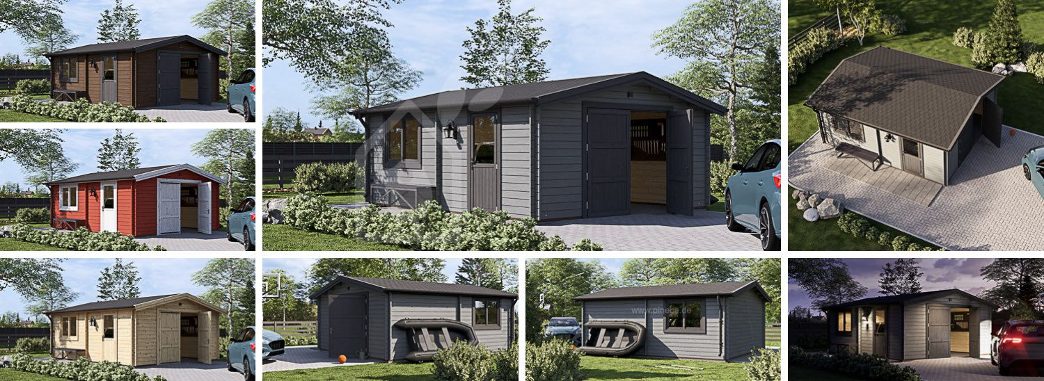 Holzgarage CLASSIC (44 mm), 5x6 m, 30 m² visualization 1