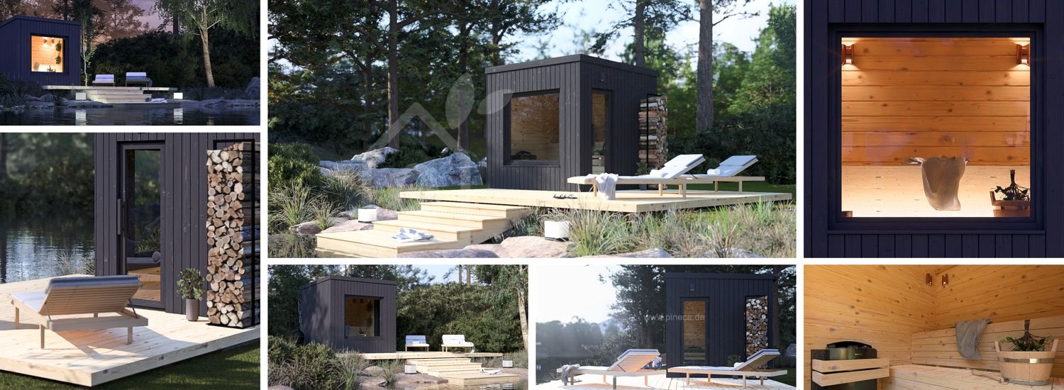 Gartensauna OKO (34 mm + Holzverschalung), 2.3x2.3 m, 4.1 m² visualization 1