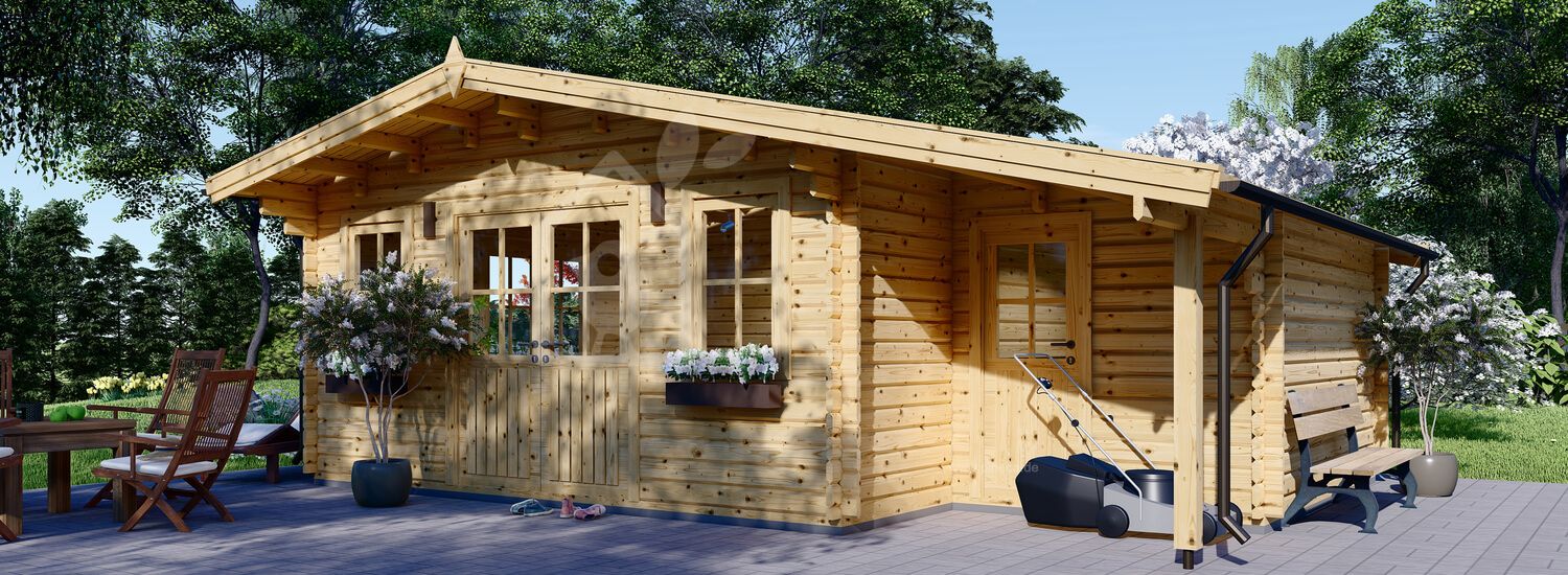 Gartenhaus aus Holz CLARA (44 mm), 7x4 m, 28 m² visualization 1