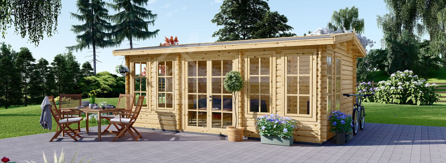 Gartenhaus aus Holz DEVON (Isoliert, 34+34 mm), 6x4 m, 24 m² visualization 1