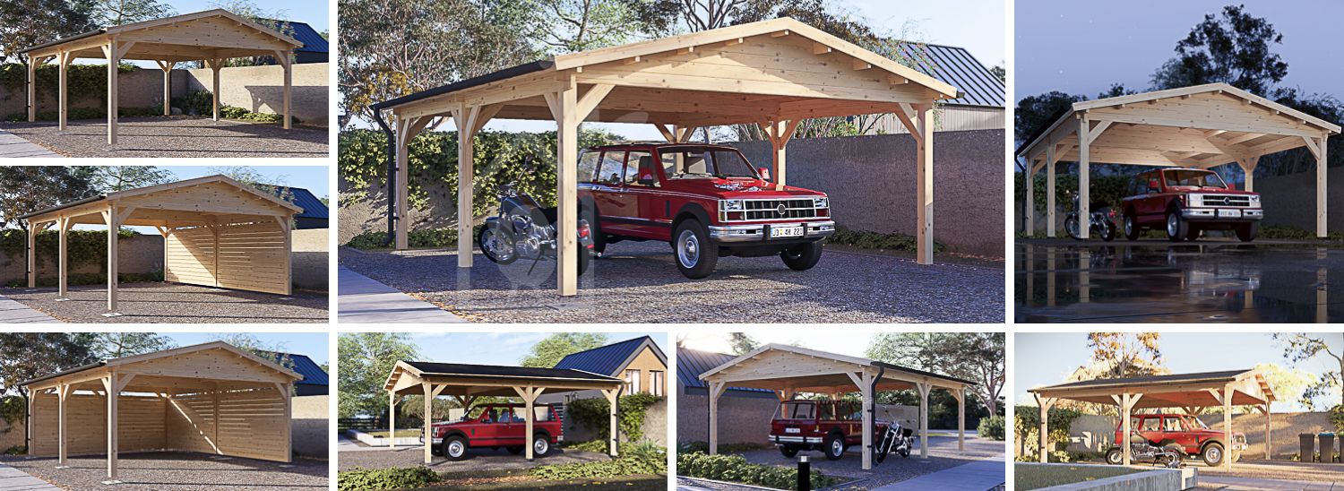 Carport aus Holz CLASSIC, 5x5.7 m visualization 1