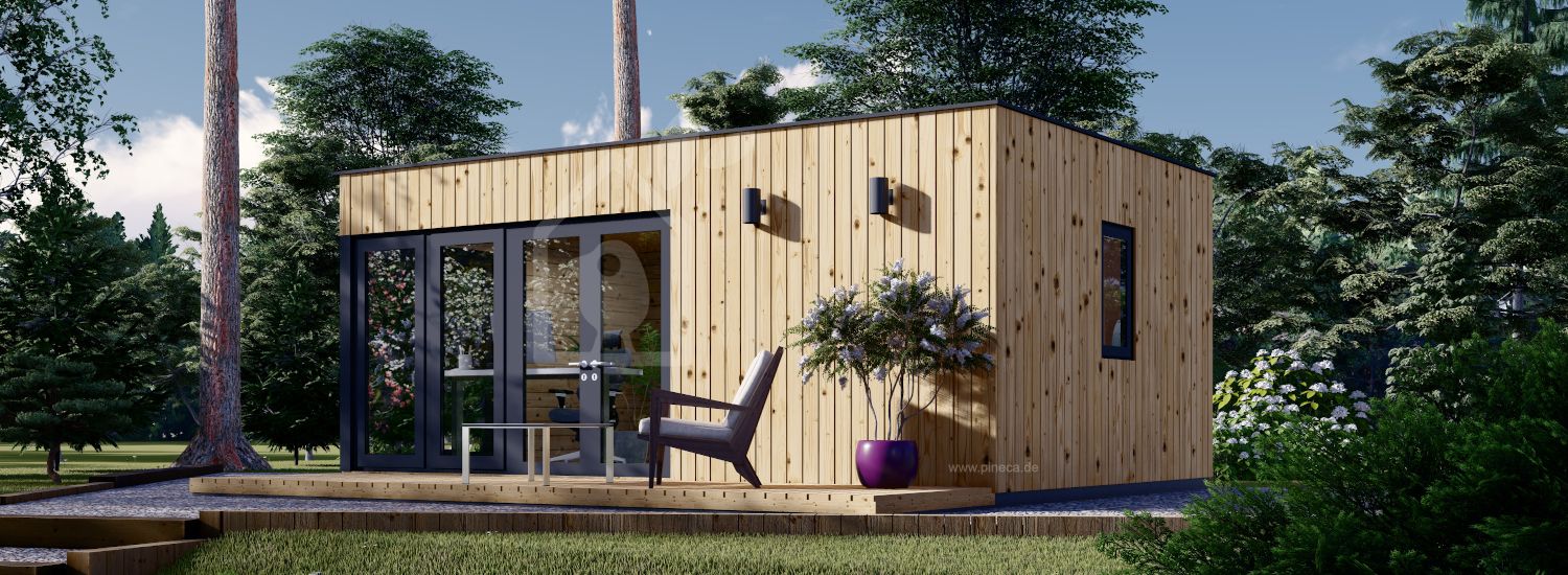 Gartenhaus aus Holz PREMIUM (Extra Isoliert, 34 mm + Holzverschalung), 6x4 m, 24 m² visualization 1