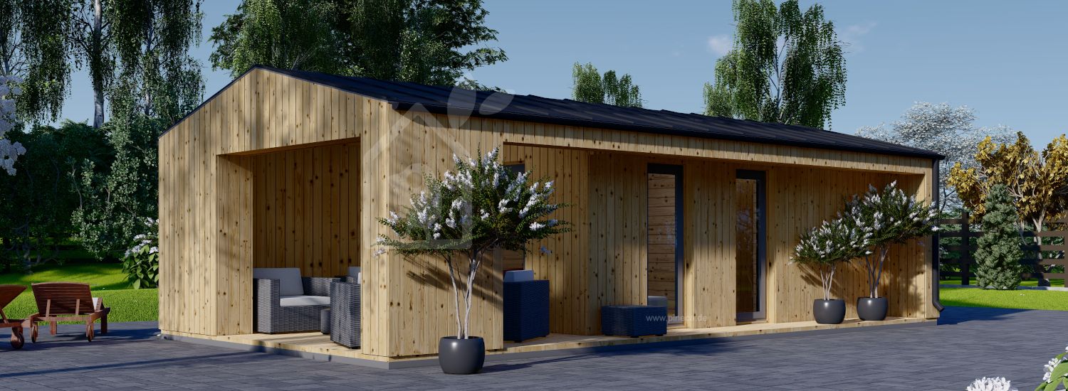Kleines Holzhaus ANNA Modern (34 mm + Holzverschalung), 20 m² + 16 m² Terrasse visualization 1