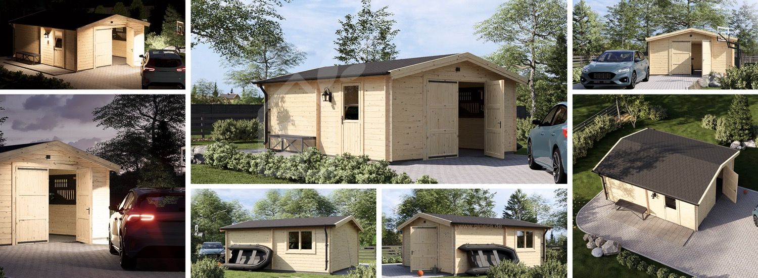 Holzgarage CLASSIC S (44 mm), 5x6 m, 30 m² visualization 1