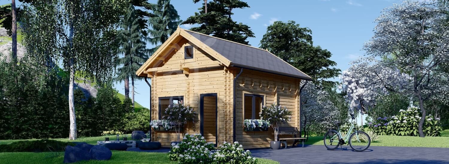 Kleines Holzhaus AVIGNON S (Extra Isoliert, 44+44 mm), 20 m² + 16 m² Schlafboden visualization 1