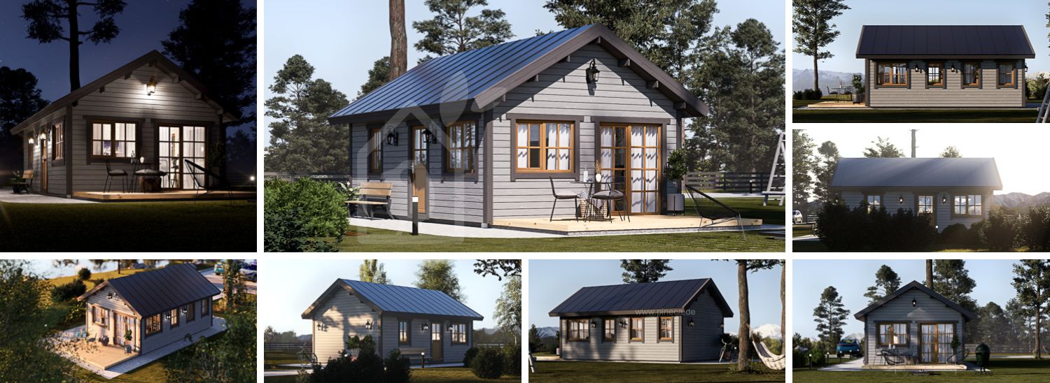 Gartenhaus aus Holz ELENA (Isoliert, 34 mm + Holzverschalung), 4x7 m, 28 m² visualization 1