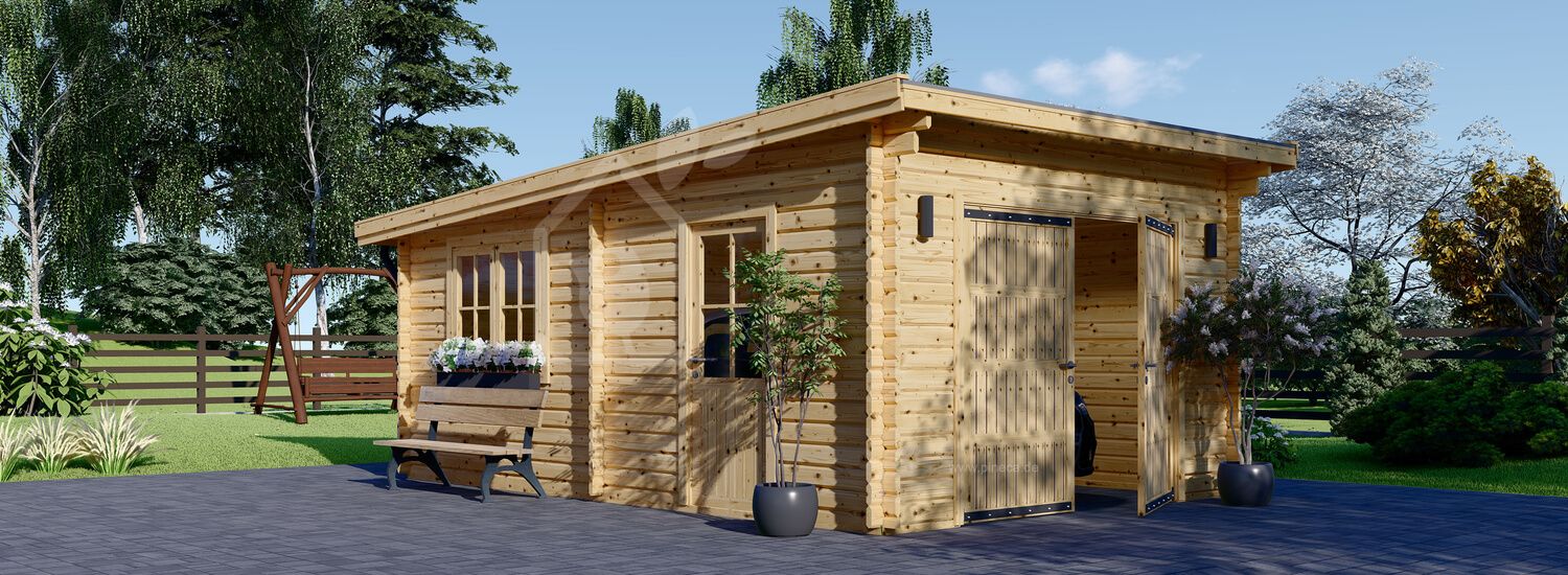 Holzgarage mit Flachdach MODERN (44 mm), 4x6 m, 24 m² visualization 1