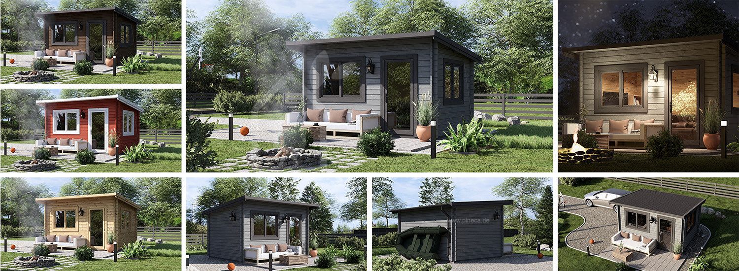 Gartenhaus aus Holz mit Flachdach DREUX F (34 mm), 4x3 m, 12 m² visualization 1