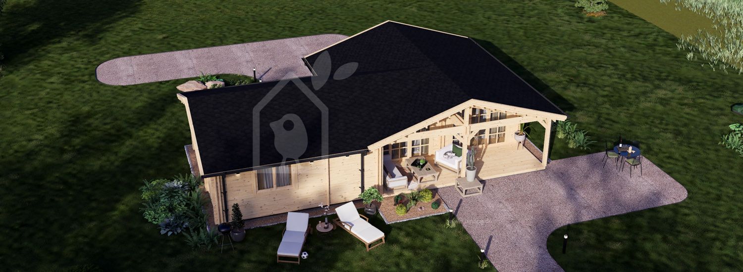 Holzhaus ADELE S (Isoliert, 44+44 mm), 60 m² visualization 1