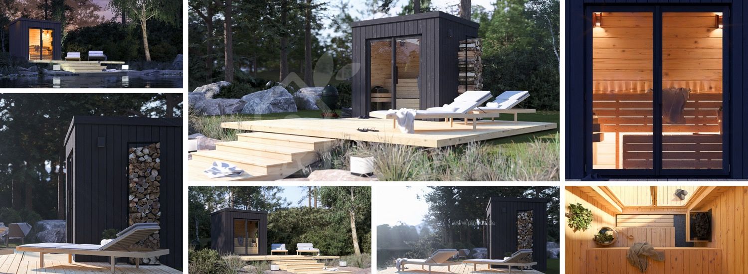 Gartensauna OKO (34 mm + Holzverschalung), 2.3x1.6 m, 2.7 m² visualization 1