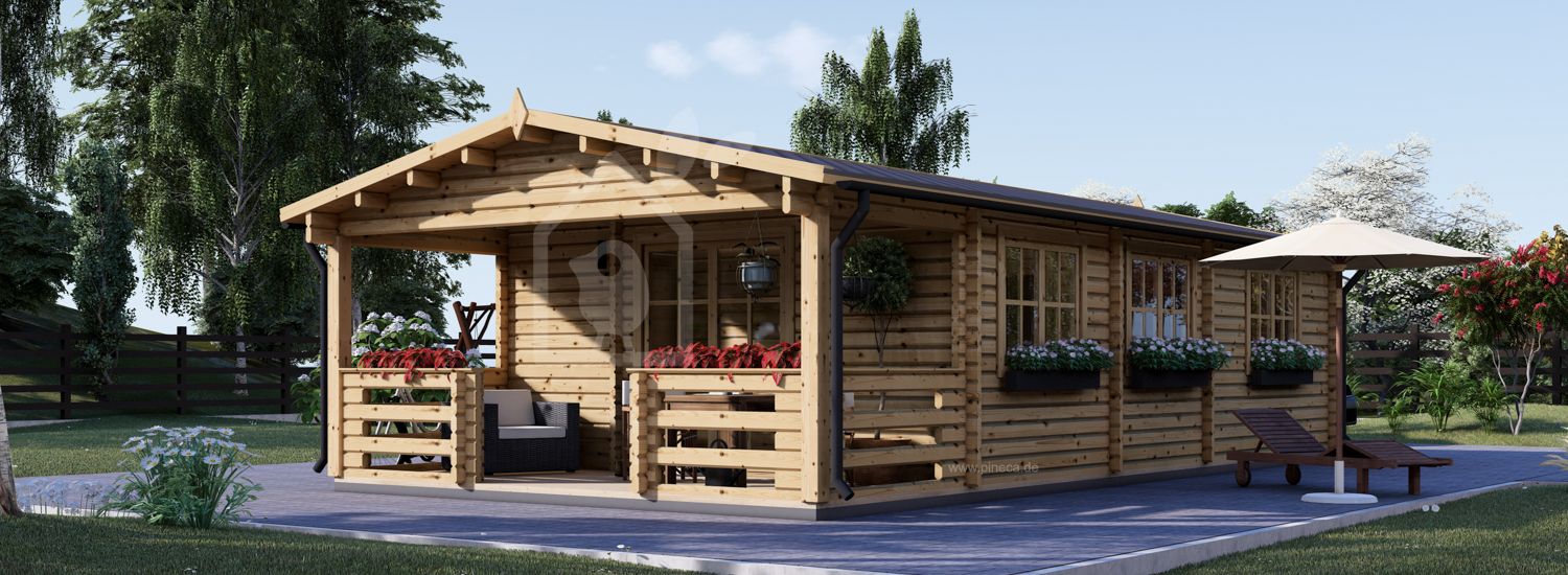 Holzhaus HYMER (44 mm), 42 m² + 10 m² visualization 1