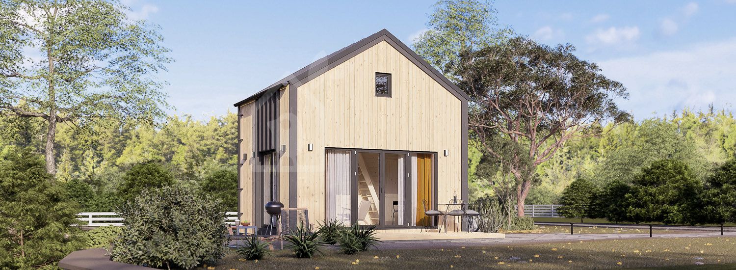 Holzhaus SARA (Isoliert - RClass, 34 mm + Holzverschalung), 20 m² visualization 1