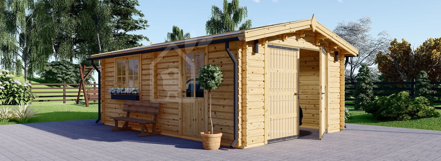 Holzgarage CLASSIC (44 mm), 4x6 m, 24 m² visualization 1