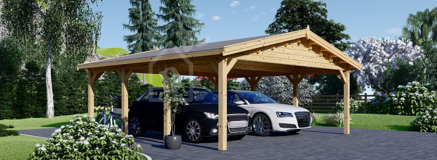 Carport aus Holz CLASSIC DUO, 6x6 m, 36 m² visualization 1